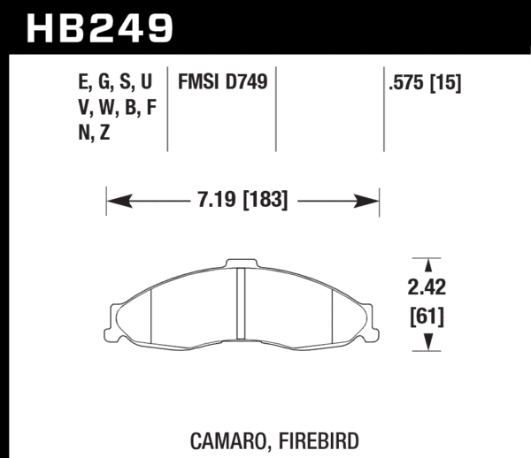 HB249F.575 - Hawk HPS Brake Pads; Front - Image 3