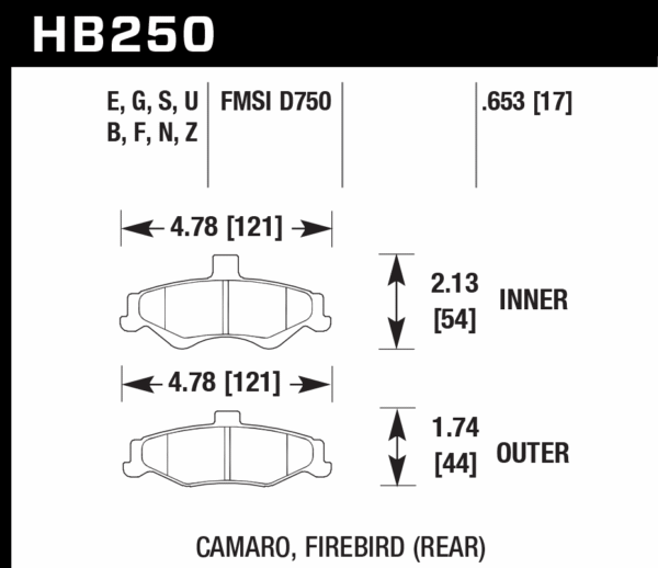 HB250F.653 - Hawk HPS Brake Pads; Rear - Image 3