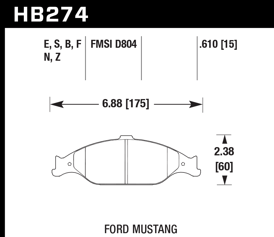 HB274E.610 - Hawk Blue 9012 Brake Pads; Front - Image 3