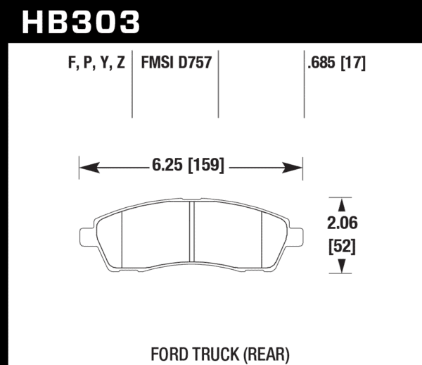 HB303P.685 - Hawk SuperDuty Brake Pads; Rear - Image 3
