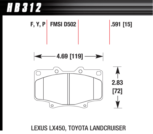 HB312Y.591 - Hawk LTS Brake Pads; Front - Image 3