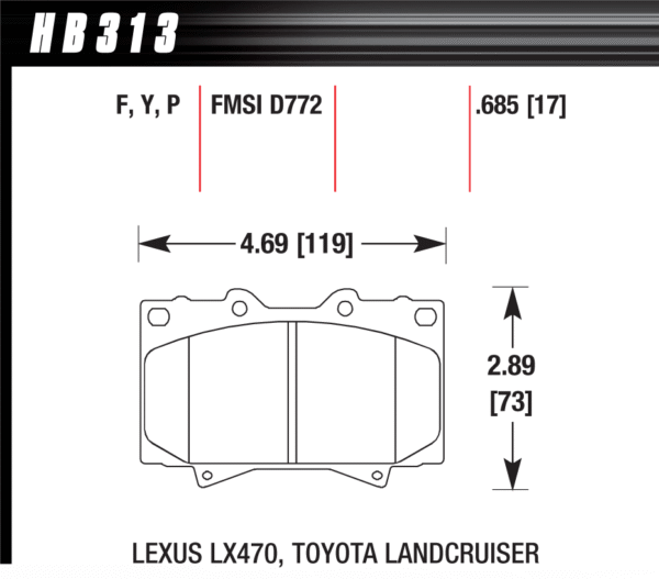HB313Y.685 - Hawk LTS Brake Pads; Front - Image 3