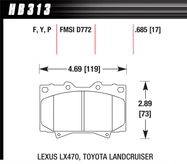 HB313P.685 - Hawk SuperDuty Brake Pads; Front - Image 3