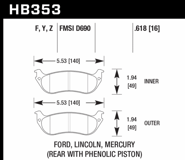 HB353W.618 - Hawk DTC-30 Brake Pads; Rear - Image 3