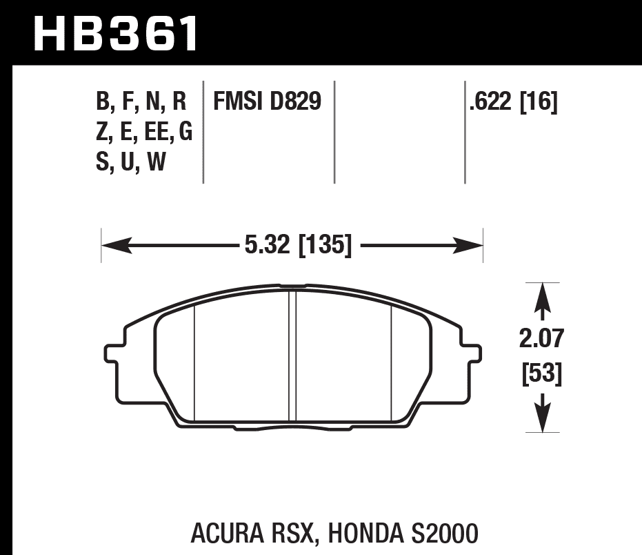 HB361B.622 - Hawk HPS 5.0 Brake Pads; Front - Image 3