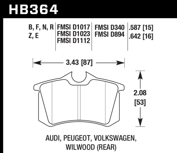 HB364N.642 - Hawk HP Plus Brake Pads; Rear - Image 3
