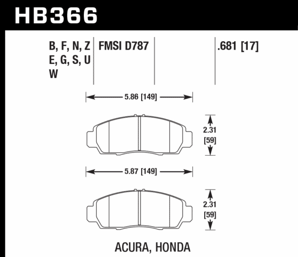 HB366Z.681 - Hawk PC Brake Pads; Front - Image 3