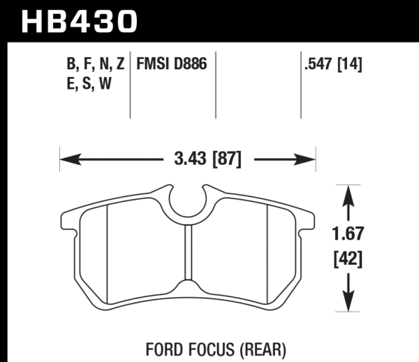 HB430F.547 - Hawk HPS Brake Pads; Rear - Image 3