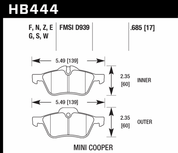 HB444G.685 - Hawk DTC-60 Brake Pads; Front - Image 3