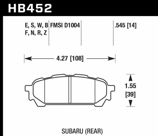 HB452F.545 - Hawk HPS Brake Pads; Rear - Image 3