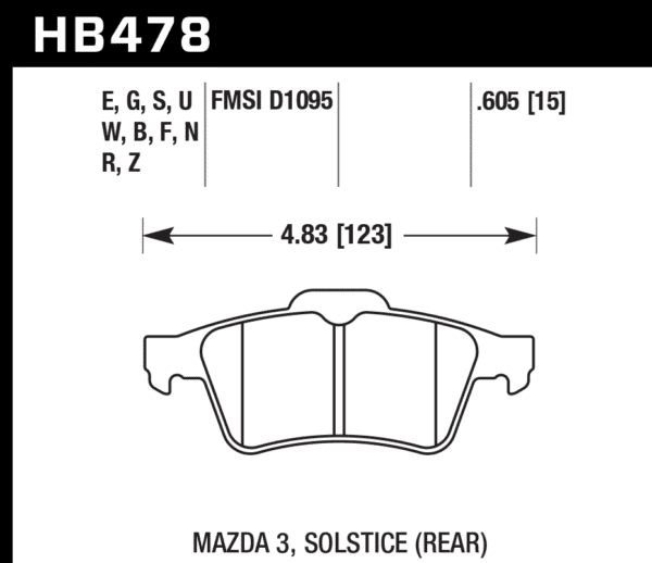 HB478B.605 - Hawk HPS 5.0 Brake Pads; Rear - Image 3