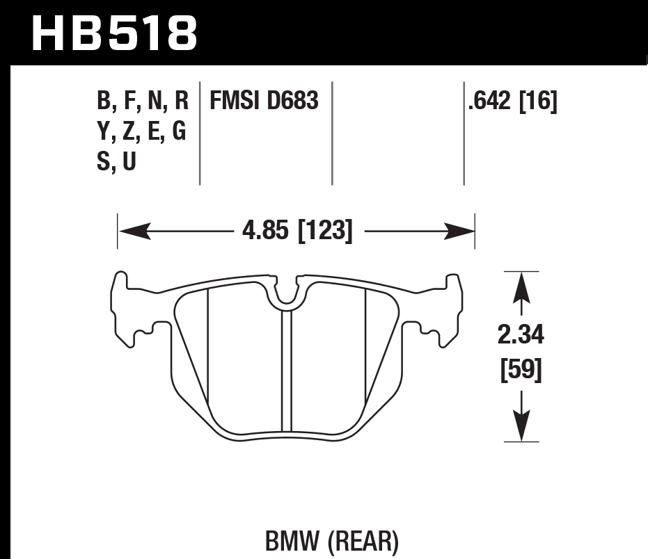 HB518D.642 - Hawk ER-1 Brake Pads; Rear - Image 3