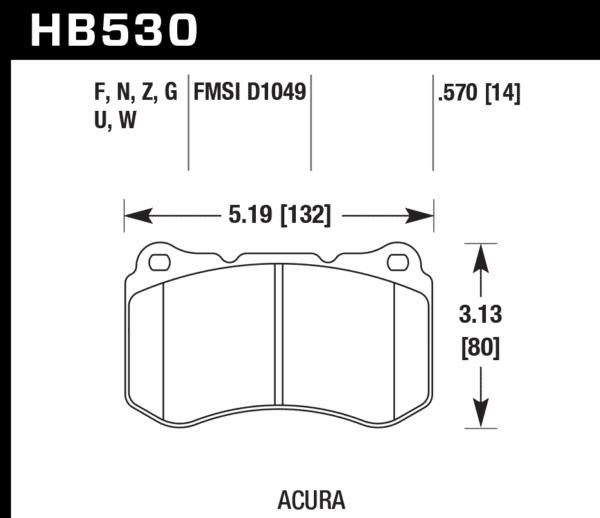 HB530U.570 - Hawk DTC-70 Brake Pads; Front - Image 3