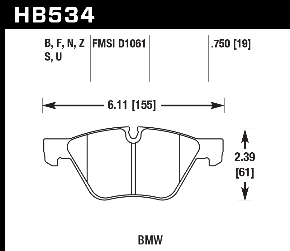 HB534F.750 - Hawk HPS Brake Pads; Front - Image 3