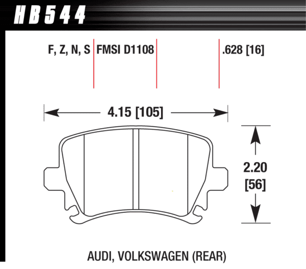 HB544F.628 - Hawk HPS Brake Pads; Rear - Image 3