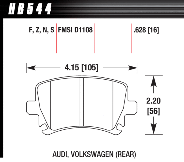 HB544S.628 - Hawk HT-10 Brake Pads; Rear - Image 3