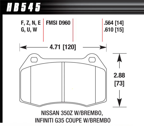 HB545U.564 - Hawk DTC-70 Brake Pads; Front - Image 3
