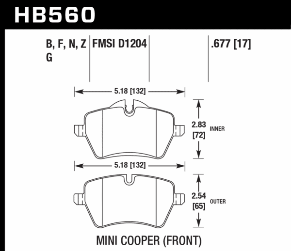 HB560N.677 - Hawk HP Plus Brake Pads; Front - Image 3