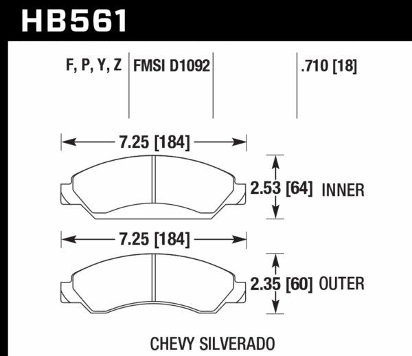 HB561Z.710 - Hawk PC Brake Pads; Front - Image 3