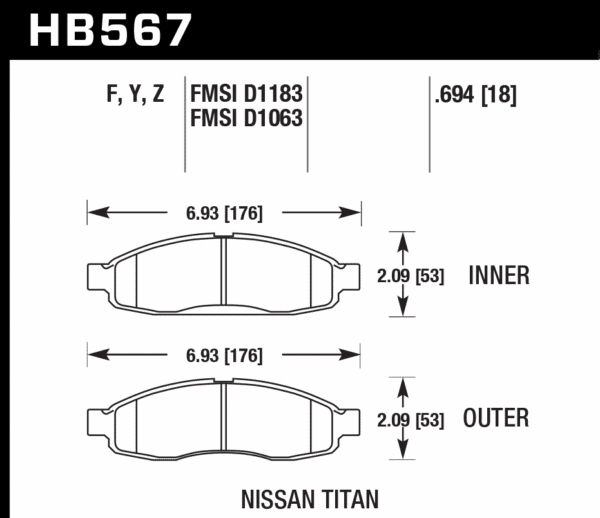 HB567Y.694 - Hawk LTS Brake Pads; Front - Image 3