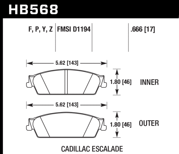 HB568F.666 - Hawk HPS Brake Pads; Rear - Image 3