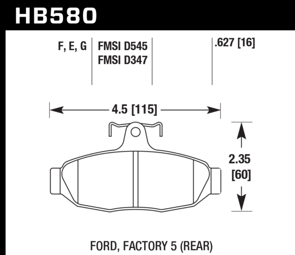 HB580B.627 - Hawk HPS 5.0 Brake Pads; Rear - Image 3