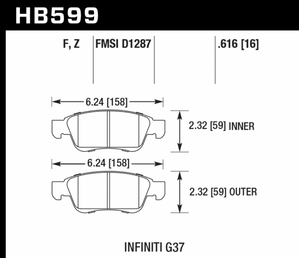HB599Z.616 - Hawk PC Brake Pads; Front - Image 3