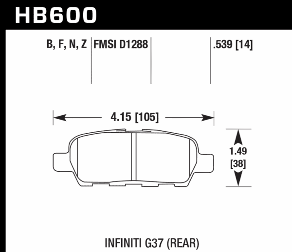 HB600Z.539 - Hawk PC Brake Pads; Rear - Image 3