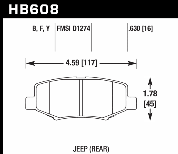 HB608Y.630 - Hawk LTS Brake Pads; Rear - Image 3