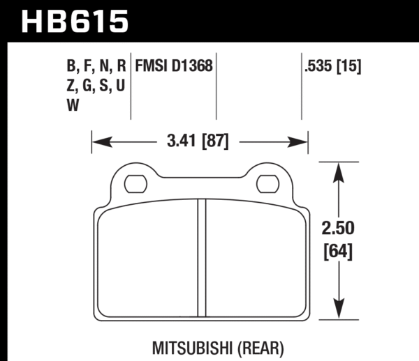 HB615G.535 - Hawk DTC-60 Brake Pads; Rear - Image 3