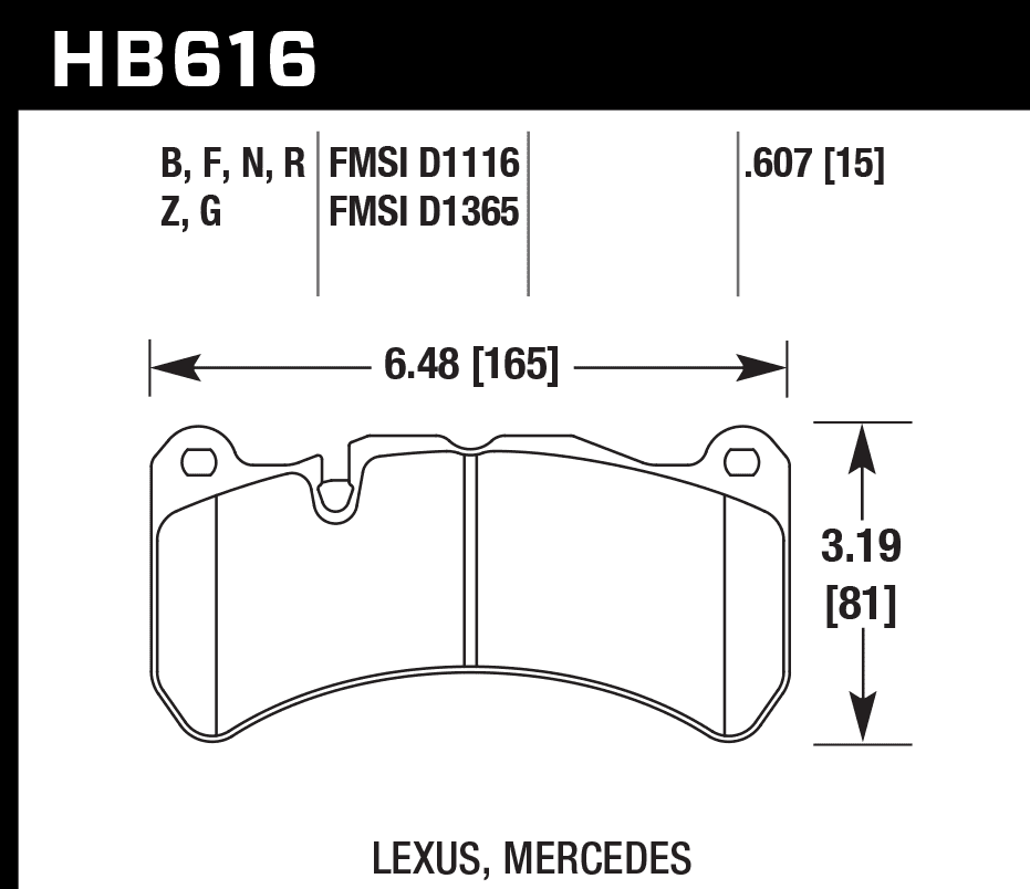 HB616F.607 - Hawk HPS Brake Pads; Front - Image 3