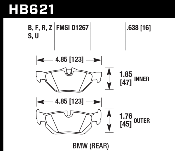 HB621N.638 - Hawk HP Plus Brake Pads; Rear - Image 3