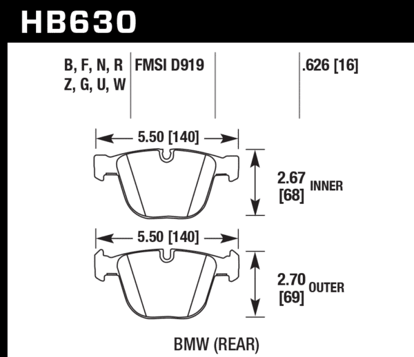 HB630U.626 - Hawk DTC-70 Brake Pads; Rear - Image 3