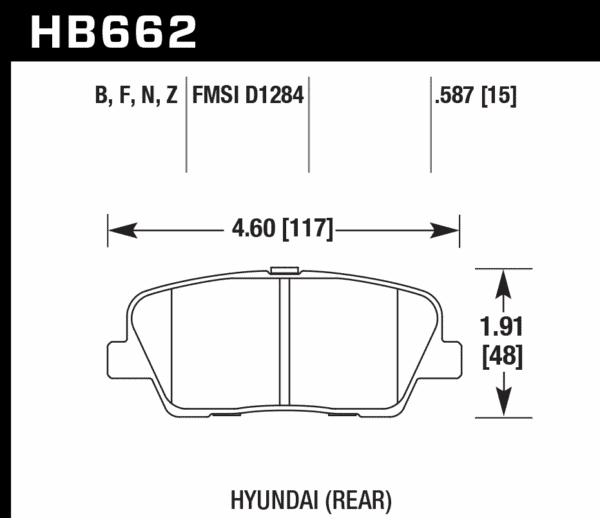 HB662N.587 - Hawk HP Plus Brake Pads; Rear - Image 3