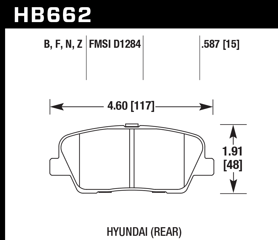 HB662N.587 - Hawk HP Plus Brake Pads; Rear - Image 3