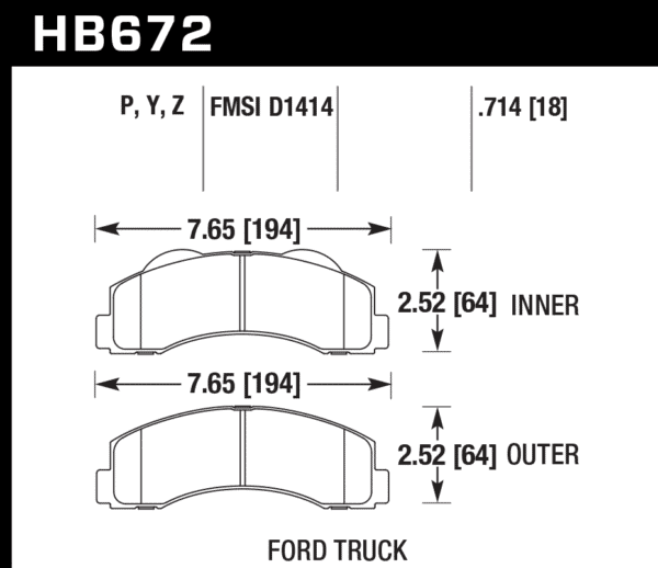 HB672Y.714 - Hawk LTS Brake Pads; Front - Image 3