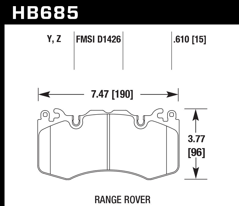 HB685Y.610 - Hawk LTS Brake Pads; Front - Image 3