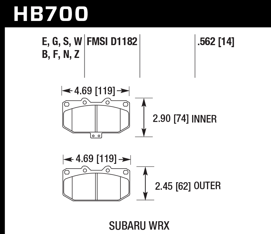 HB700F.562 - Hawk HPS Brake Pads; Front - Image 3