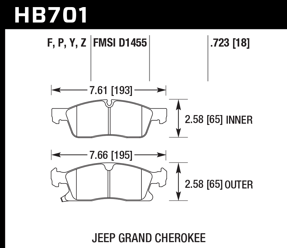 HB701Z.723 - Hawk PC Brake Pads; Front - Image 3