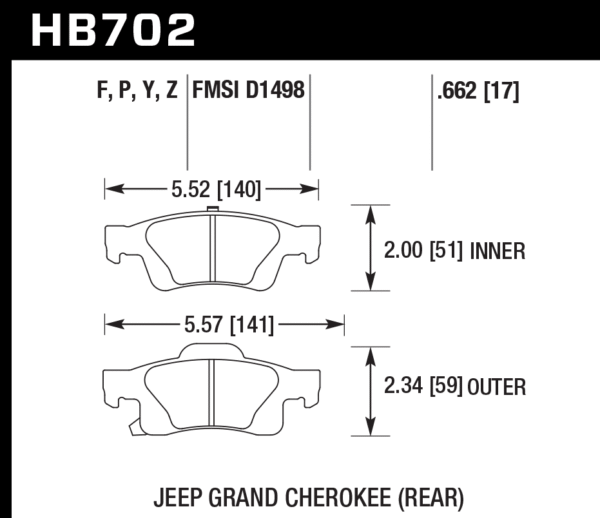 HB702F.662 - Hawk HPS Brake Pads; Rear - Image 3