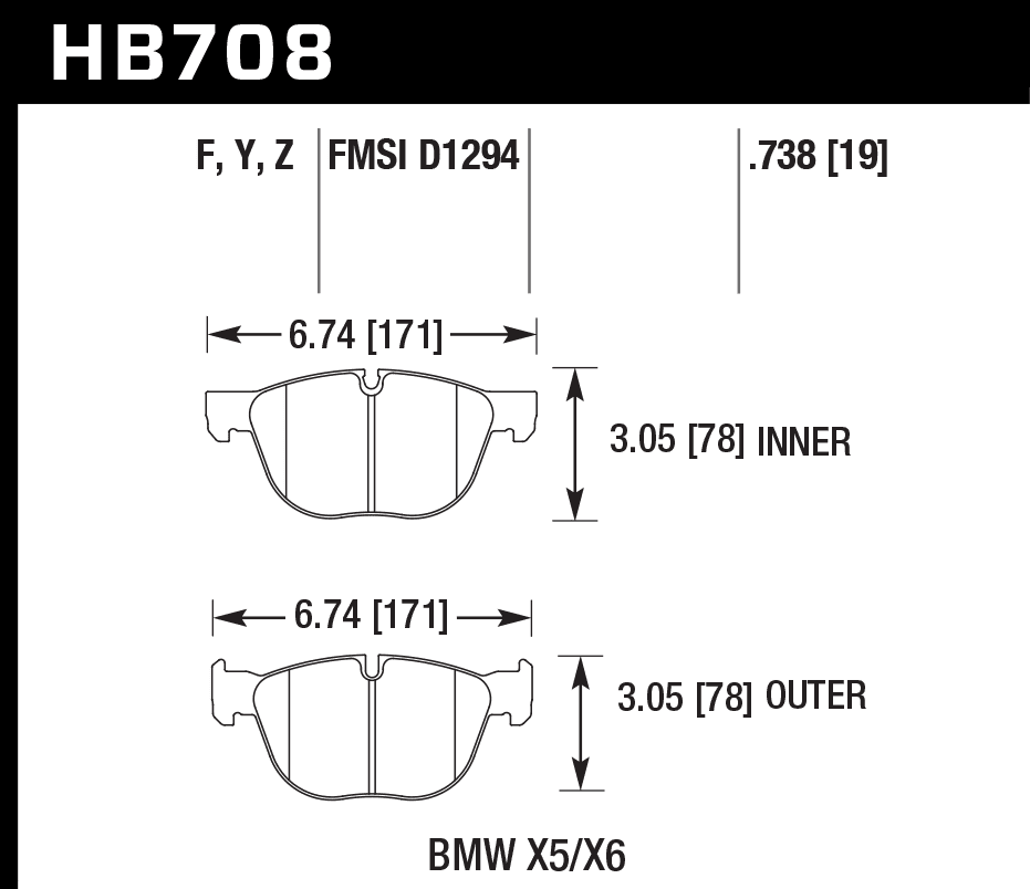 HB708Z.738 - Hawk PC Brake Pads; Front - Image 3