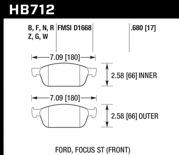 HB712N.680 - Hawk HP Plus Brake Pads; Front - Image 3