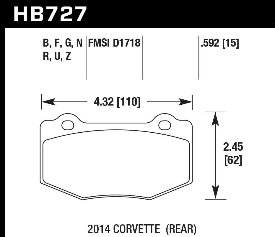 HB727U.592 - Hawk DTC-70 Brake Pads; Rear - Image 3
