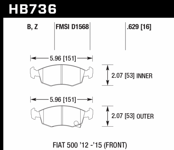 HB736E.629 - Hawk Blue 9012 Brake Pads; Front - Image 3