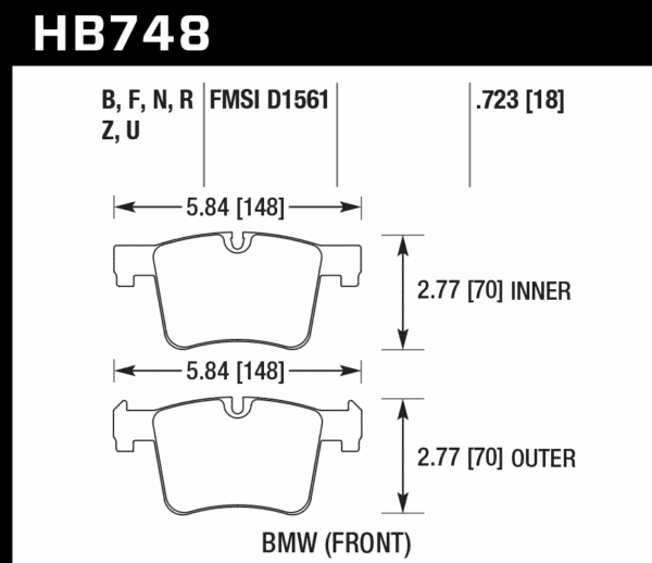 HB748U.723 - Hawk DTC-70 Brake Pads; Front - Image 3