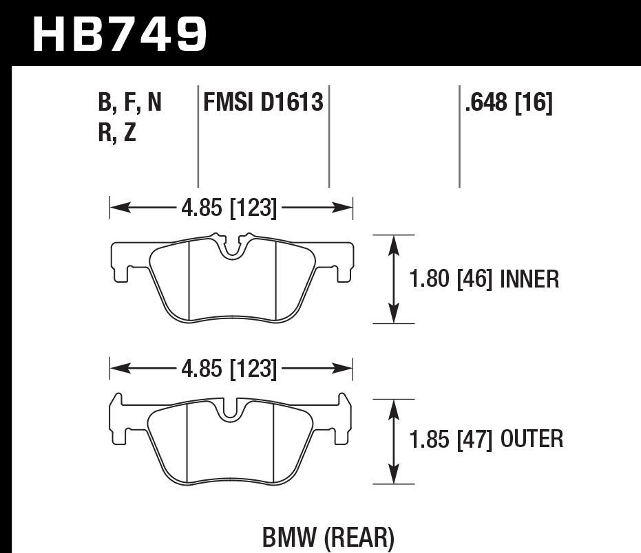 HB749Z.648 - Hawk PC Brake Pads; Rear - Image 3