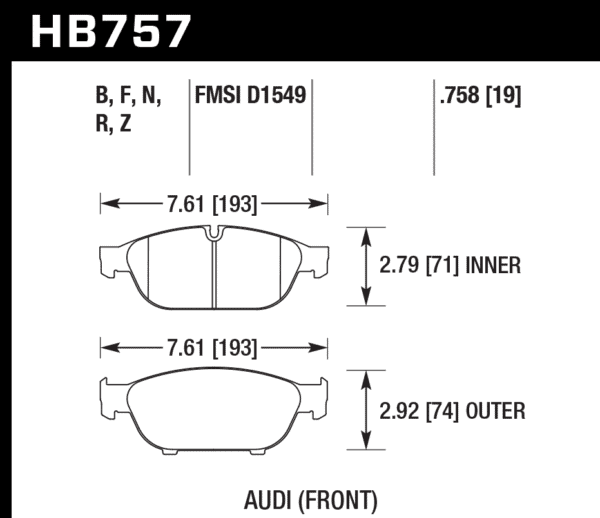 HB757Z.758 - Hawk PC Brake Pads; Front - Image 3