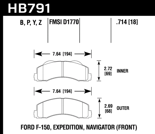 HB791Y.714 - Hawk LTS Brake Pads; Front - Image 3