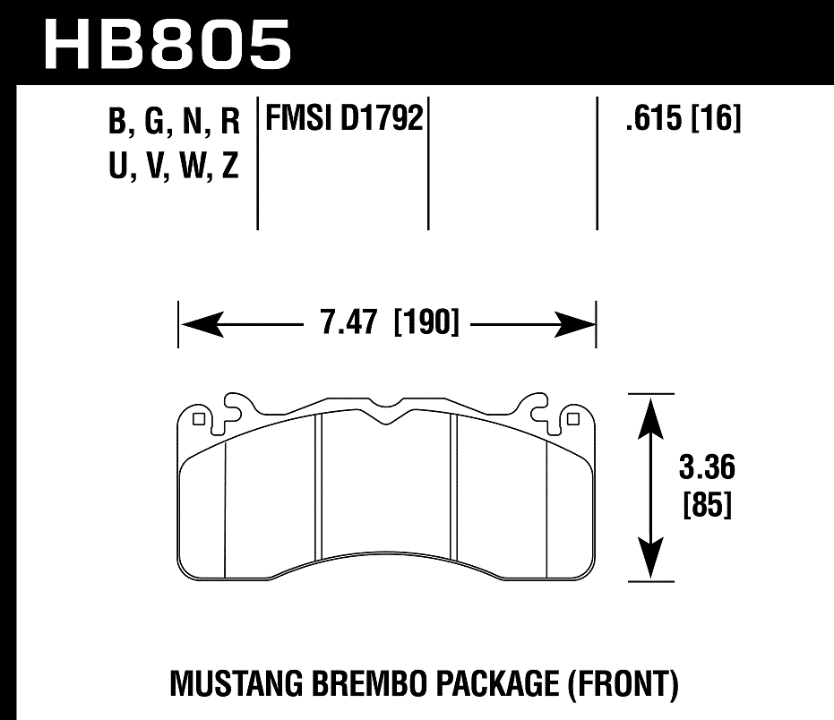 HB805U.615 - Hawk DTC-70 Brake Pads; Front - Image 3