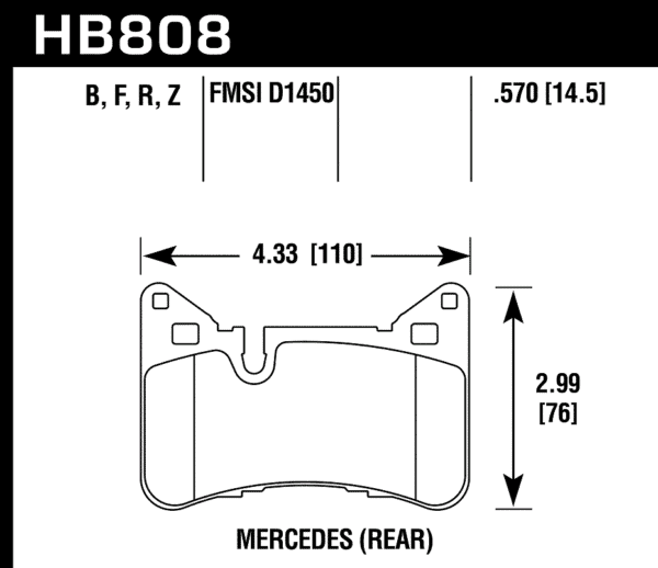 HB808B.570 - Hawk HPS 5.0 Brake Pads; Rear - Image 3